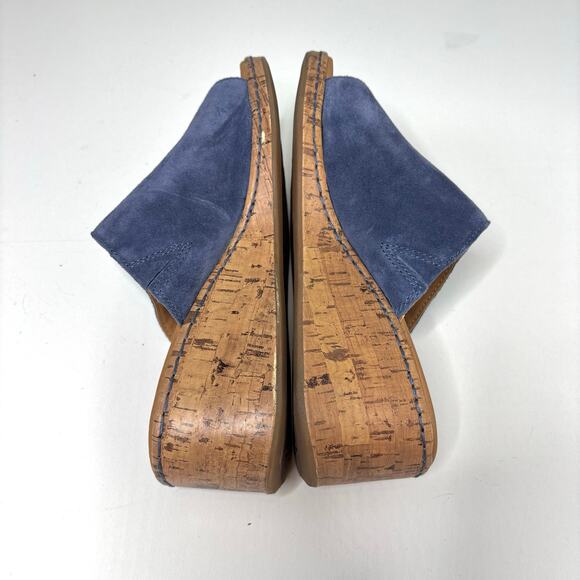 Boc Blue Suede Cork Wedge Sandals 9 - Picture 9 of 11
